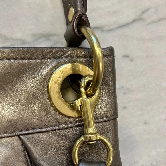 Coach Ashley Bronze Metallic Leather Hippie Shoulder Crossbody BUNDLE - Picture 4 of 12